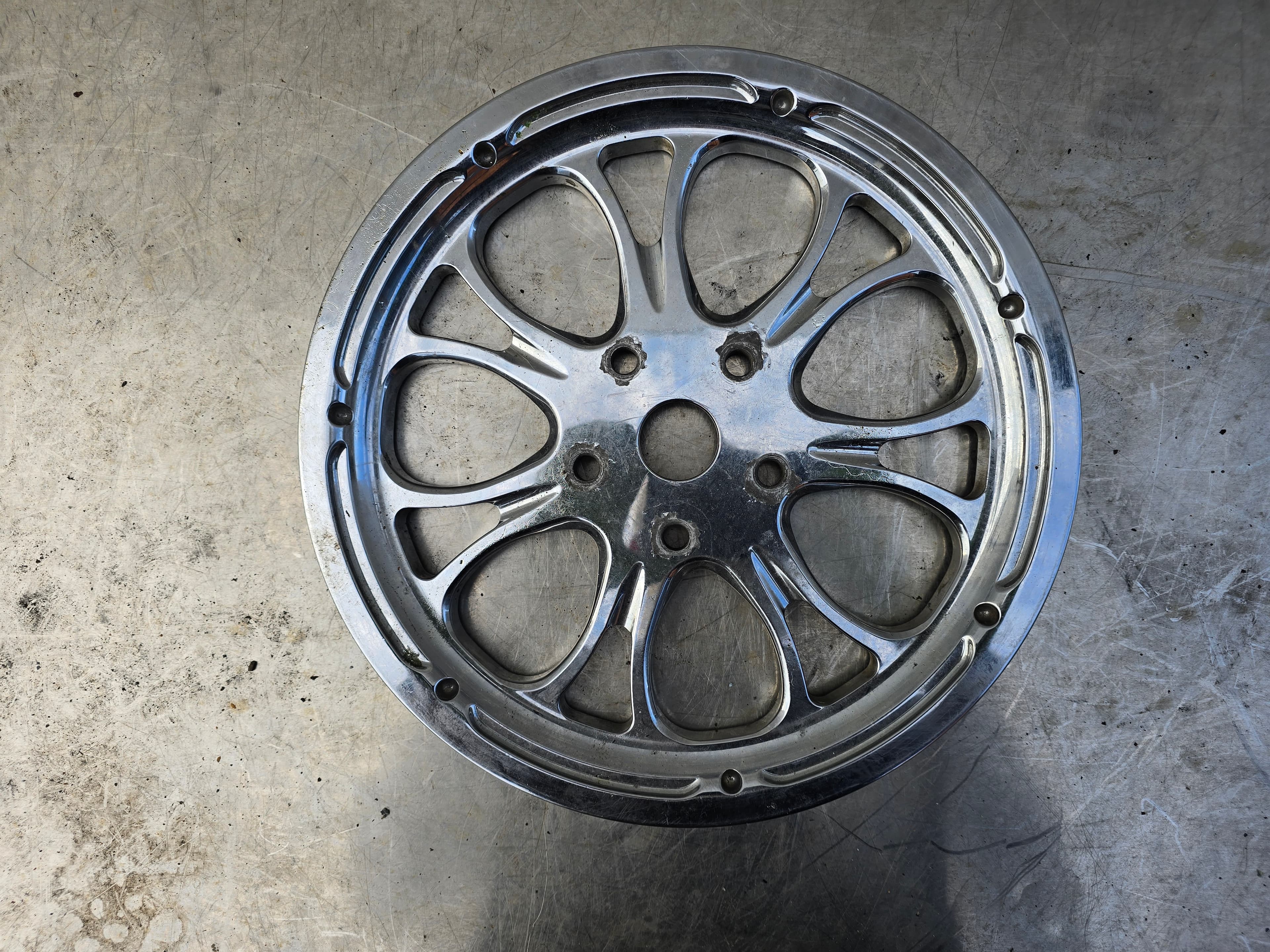Performance Machine Luxe Chrome Rear Belt Pulley with 66 teeth, front view