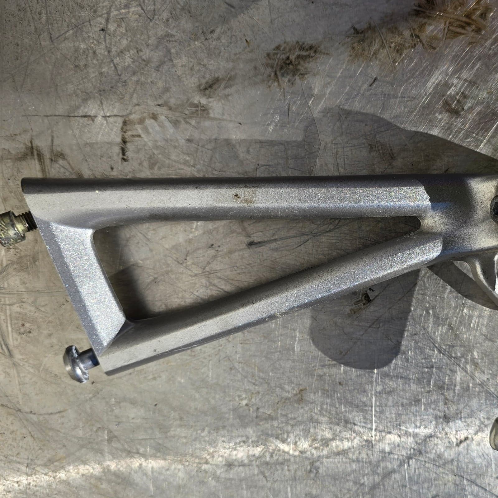 Top view of the right-hand pillion passenger footpeg hanger bracket